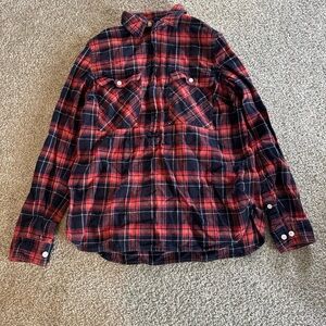 J. Crew Red and Navy Plaid pullover